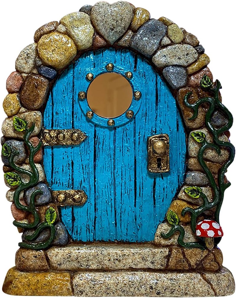 SETOFI Fairy Door for Tree, Wooden Fairy Doors Elf Door Miniature Wood Doors for Garden Yard Trees Ornaments (A) - Image 1